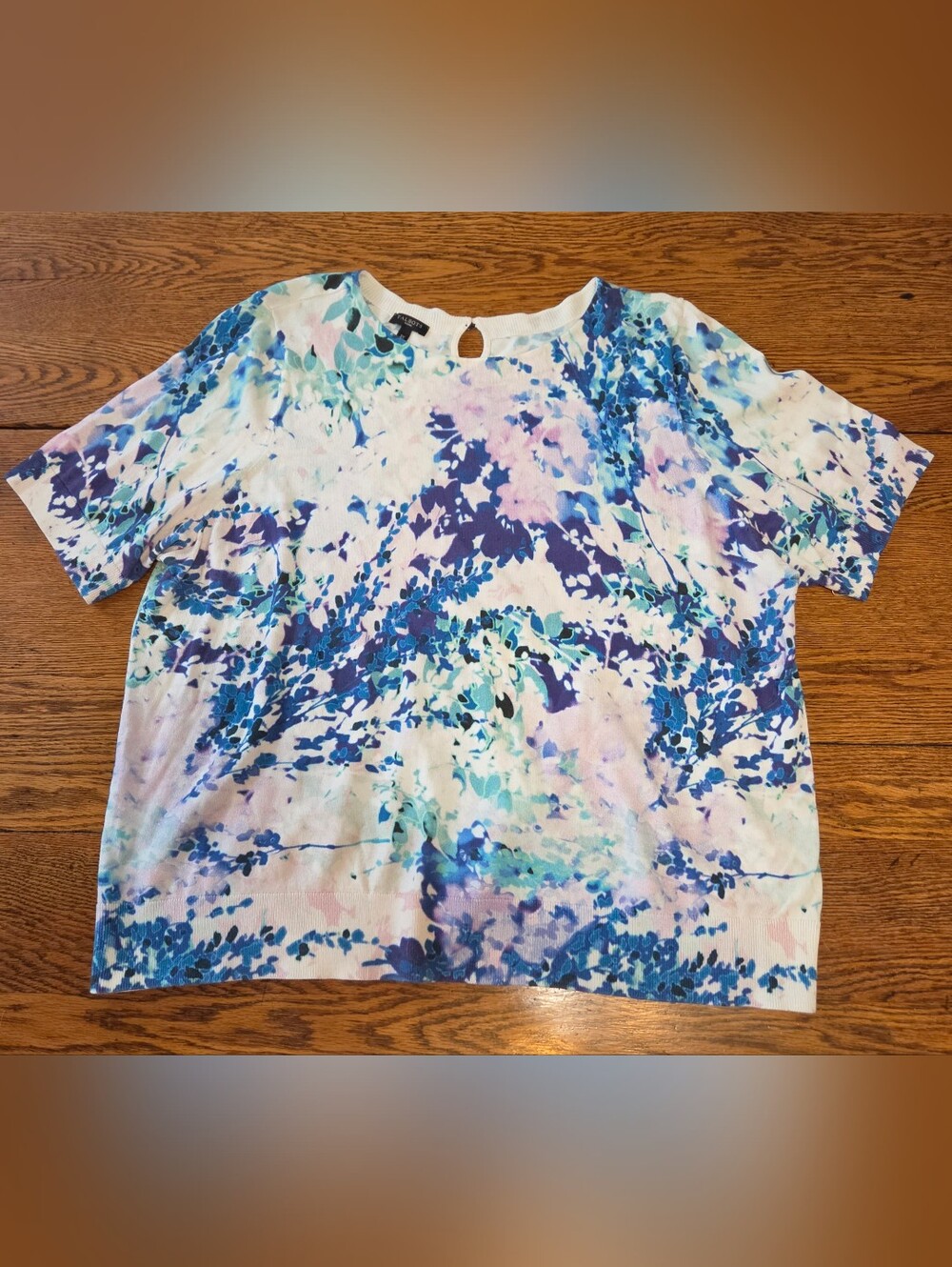 Talbots Woman 3X Floral Short Sleeve Sweater